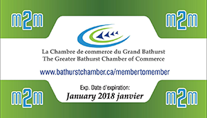 Carte de membre de la Chambre de commerce du Grand Bathurst.